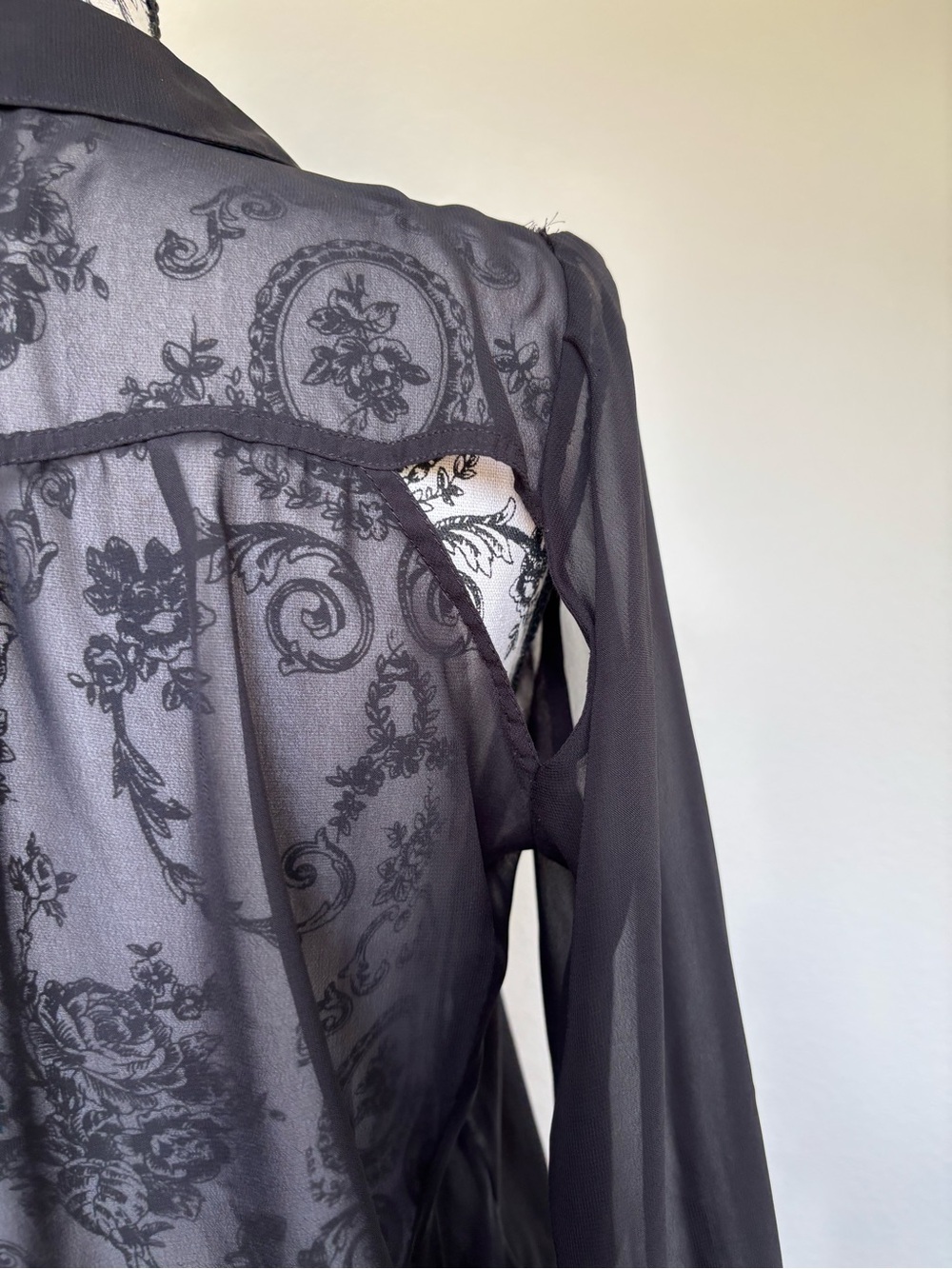 jonathan martin Black Sheer with Open front and back design Button-Down Blouse - Picture 7 of 13